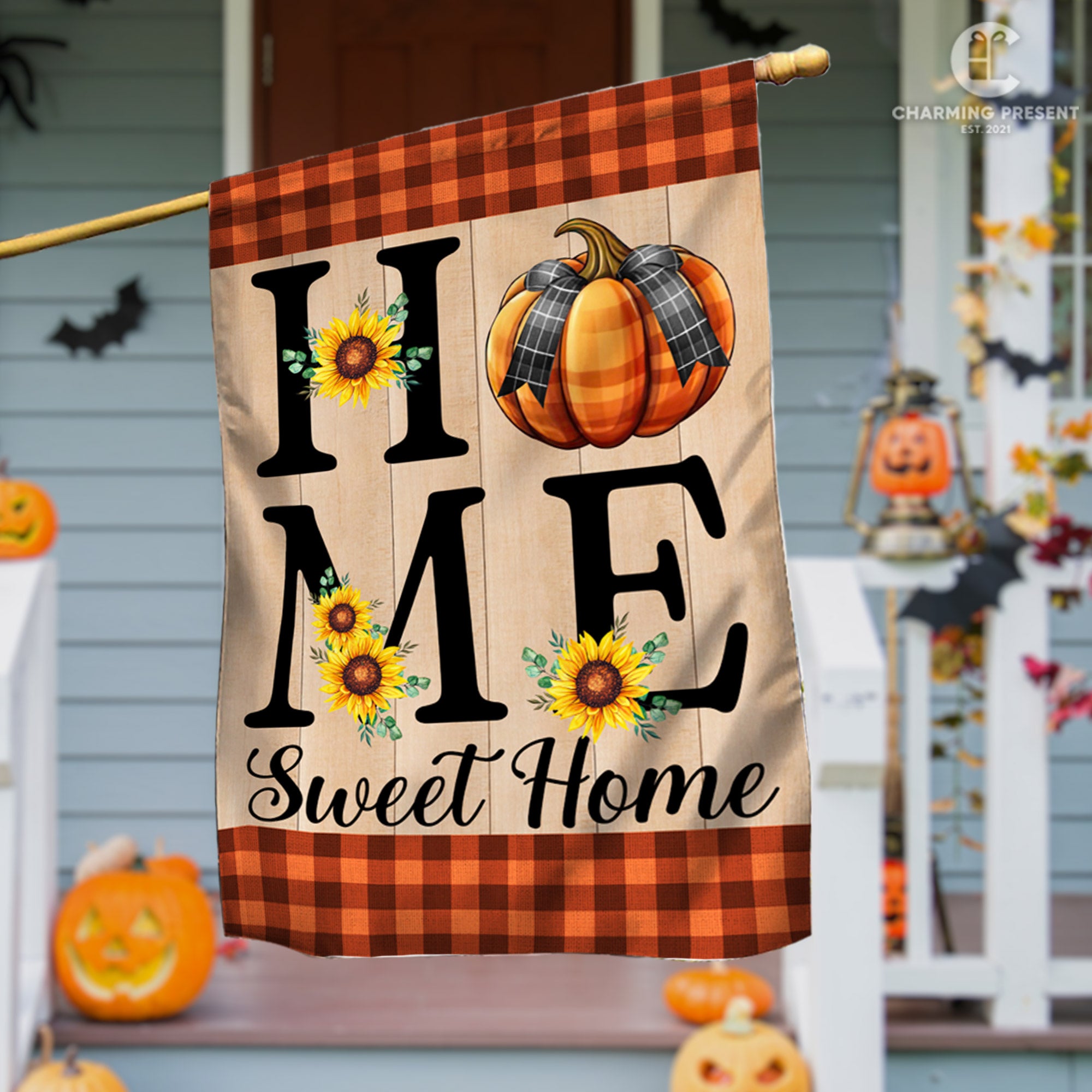 Home Sweet Home Welcome Pumpkin Fall Flag - Fall Autumn Welcome Gift