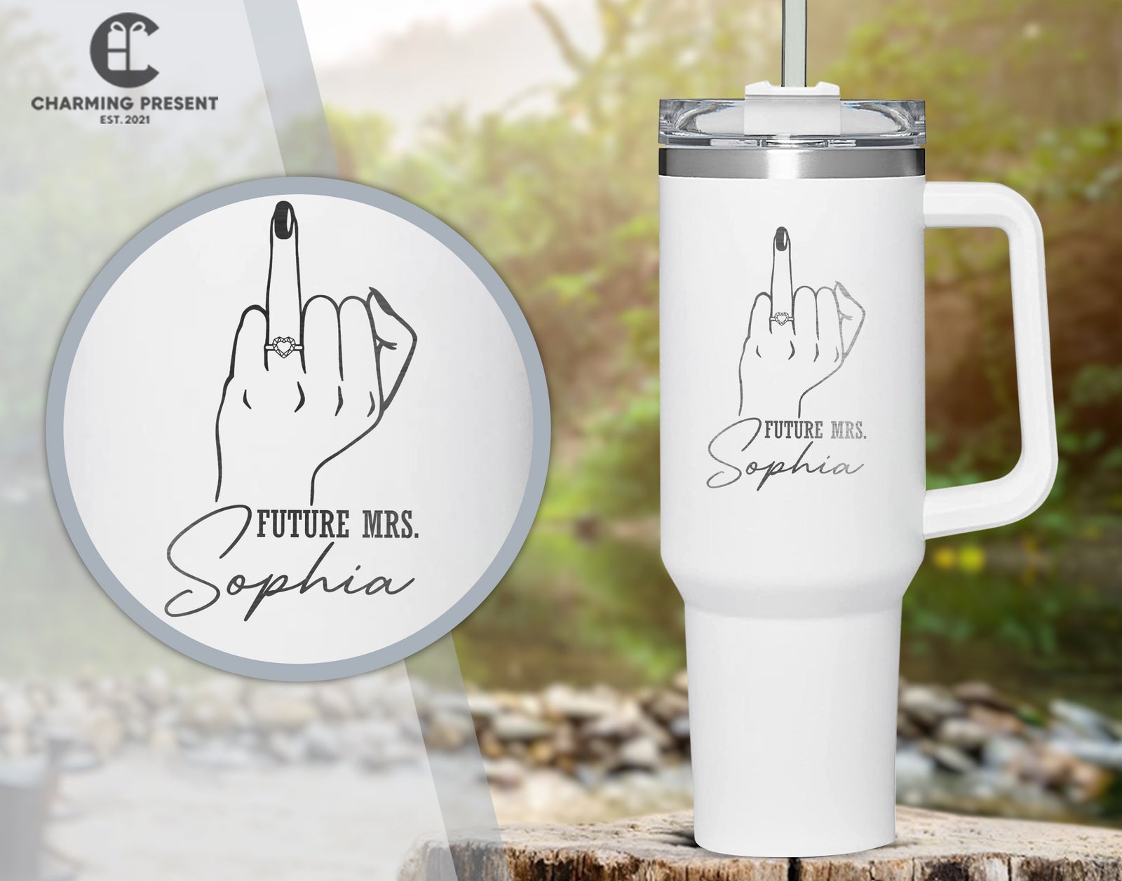 Personalized Future Mrs Tumbler Name 40oz Tumbler - Engagement Gifts