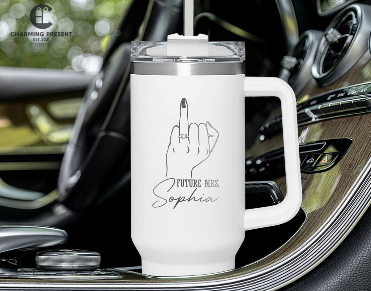 Personalized Future Mrs Tumbler Name 40oz Tumbler - Engagement Gifts