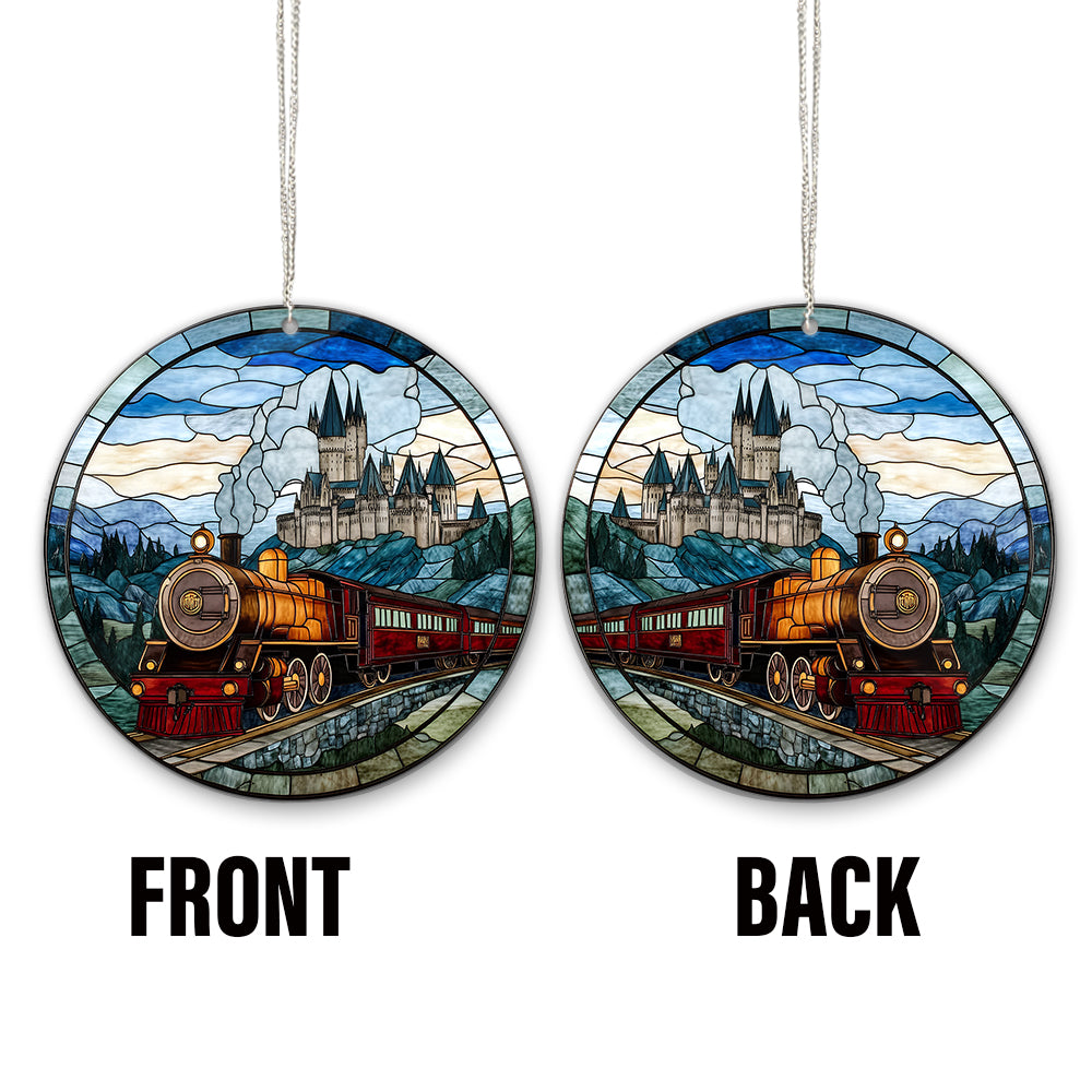 HGWs Express Train Suncatcher Ornament Wizard School Acrylic Window Hanging - Magical Castle Bookish Wall Hanging Art Decor