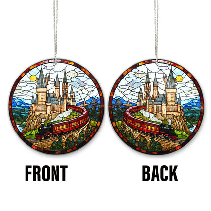 HGWs Express Train Suncatcher Ornament Wizard School Acrylic Window Hanging - Magical Castle Bookish Wall Hanging Art Decor - Charming Present