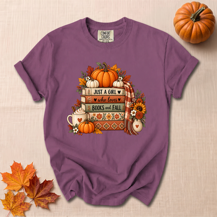 Comfort Colors Books and Fall Pumpkin Cozy Autumn Reader T-Shirt