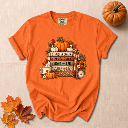 Comfort Colors Books and Fall Pumpkin Cozy Autumn Reader T-Shirt