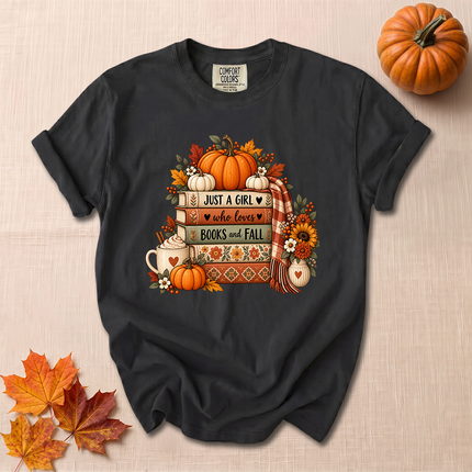 Comfort Colors Books and Fall Pumpkin Cozy Autumn Reader T-Shirt