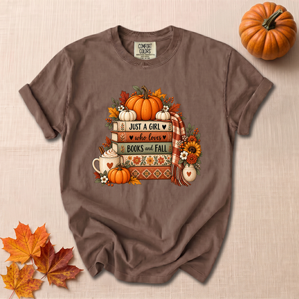Comfort Colors Books and Fall Pumpkin Cozy Autumn Reader T-Shirt