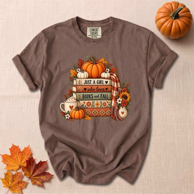 Comfort Colors Books and Fall Pumpkin Cozy Autumn Reader T-Shirt