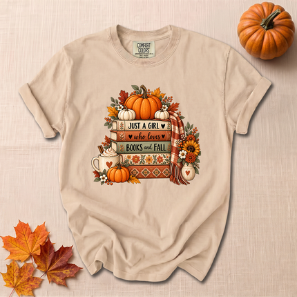 Comfort Colors Books and Fall Pumpkin Cozy Autumn Reader T-Shirt