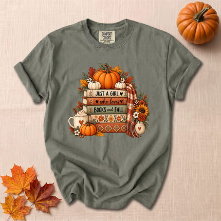 Comfort Colors Books and Fall Pumpkin Cozy Autumn Reader T-Shirt