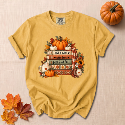 Comfort Colors Books and Fall Pumpkin Cozy Autumn Reader T-Shirt
