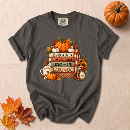 Comfort Colors Books and Fall Pumpkin Cozy Autumn Reader T-Shirt