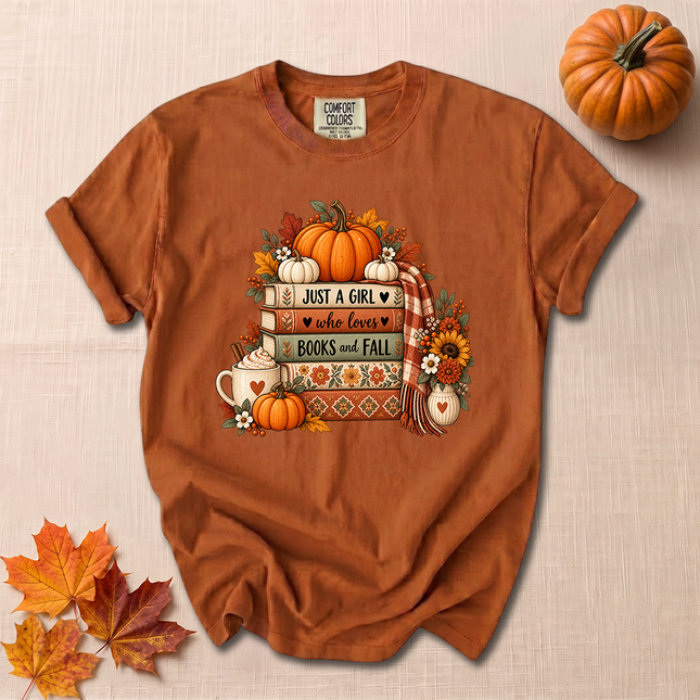 Comfort Colors Books and Fall Pumpkin Cozy Autumn Reader T-Shirt