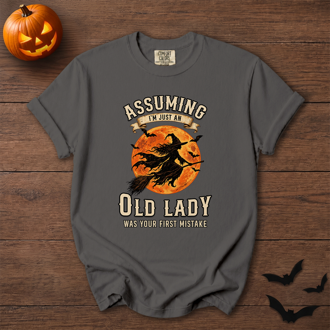 Comfort Colors Funny Old Lady Halloween Full Moon T-Shirt