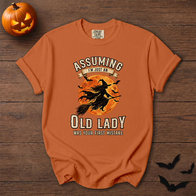 Comfort Colors Funny Old Lady Halloween Full Moon T-Shirt