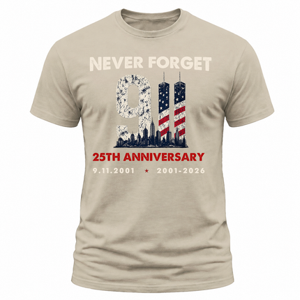 25th Anniversary Patriot Day Never Forget 9/11 Memorial T Shirt