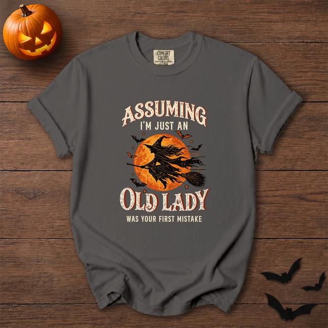 Comfort Colors Funny Old Lady Halloween Witch Moon T-Shirt