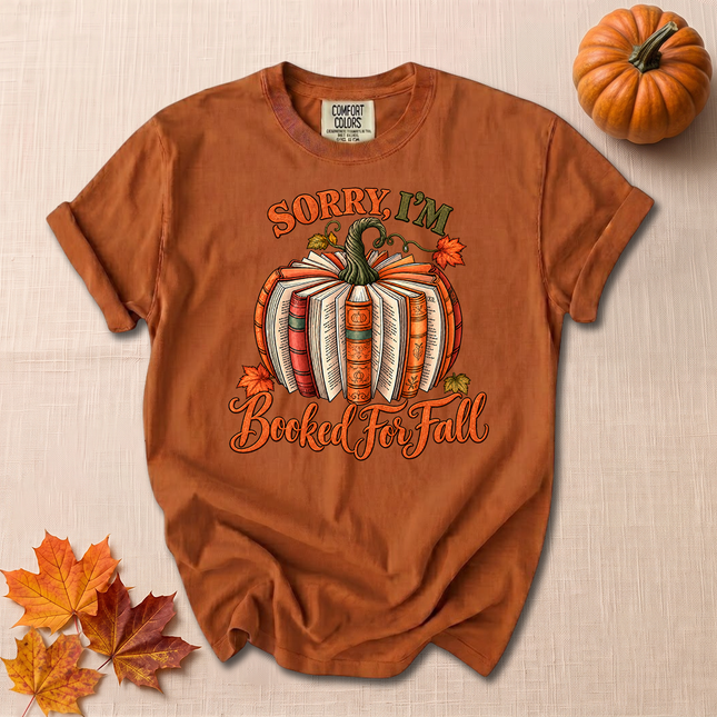 Comfort Colors Booked for Fall Pumpkin Book Lover T-Shirt