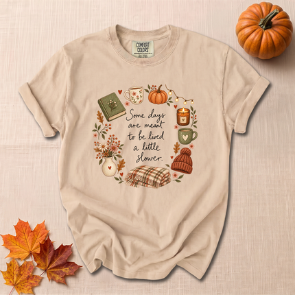 Comfort Colors Slow Living Cozy Fall Pumpkin Book T-Shirt