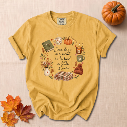 Comfort Colors Slow Living Cozy Fall Pumpkin Book T-Shirt