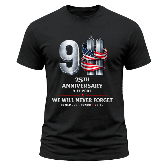 25th Anniversary Patriot Day Metallic Twin Towers 9 11 T Shirt