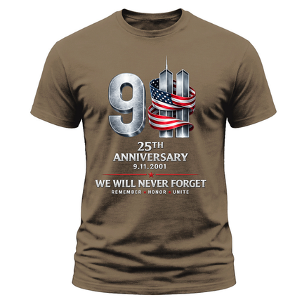 25th Anniversary Patriot Day Metallic Twin Towers 9 11 T Shirt