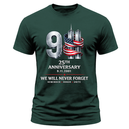 25th Anniversary Patriot Day Metallic Twin Towers 9 11 T Shirt