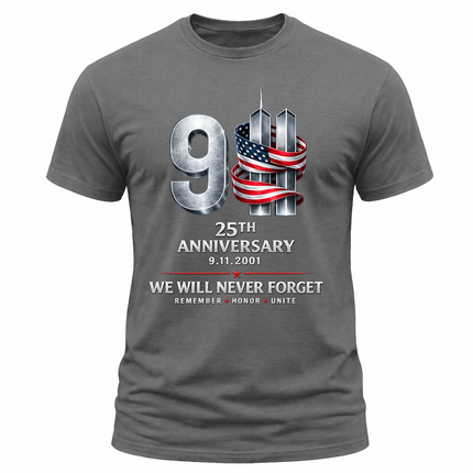 25th Anniversary Patriot Day Metallic Twin Towers 9 11 T Shirt