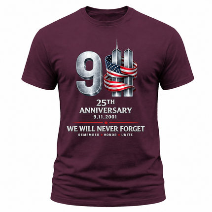 25th Anniversary Patriot Day Metallic Twin Towers 9 11 T Shirt