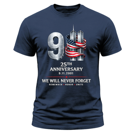 25th Anniversary Patriot Day Metallic Twin Towers 9 11 T Shirt