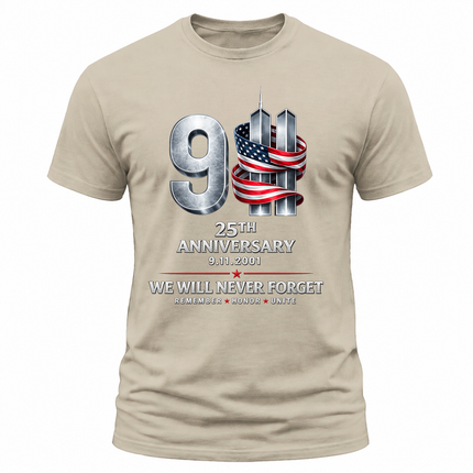 25th Anniversary Patriot Day Metallic Twin Towers 9 11 T Shirt