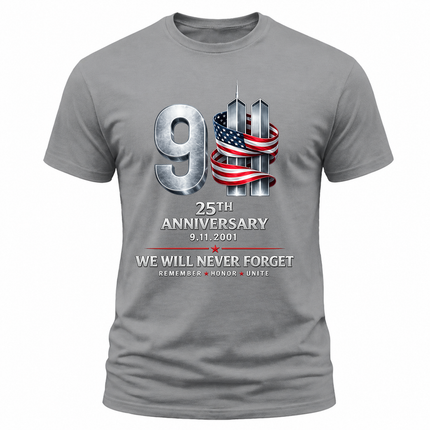 25th Anniversary Patriot Day Metallic Twin Towers 9 11 T Shirt