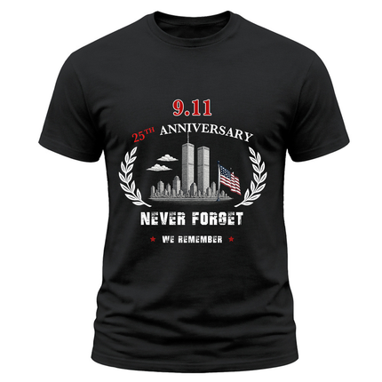 25th Anniversary Patriot Day Never Forget 9 11 Memorial T Shirt