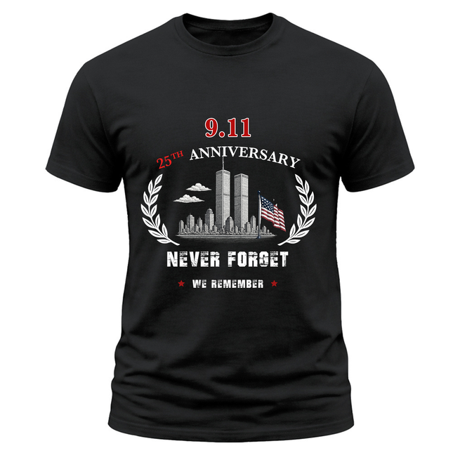25th Anniversary Patriot Day Never Forget 9 11 Memorial T Shirt