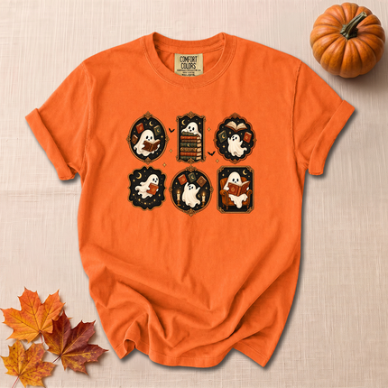 Comfort Colors Bookish Ghost Cozy Reading Spooky Fall T-Shirt