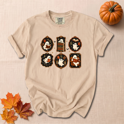Comfort Colors Bookish Ghost Cozy Reading Spooky Fall T-Shirt