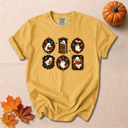 Comfort Colors Bookish Ghost Cozy Reading Spooky Fall T-Shirt