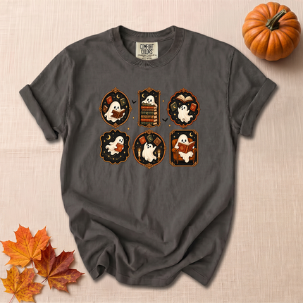 Comfort Colors Bookish Ghost Cozy Reading Spooky Fall T-Shirt
