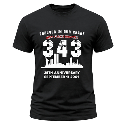25th Anniversary 343 New Yorks Bravest Memorial T Shirt
