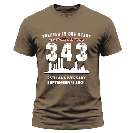 25th Anniversary 343 New Yorks Bravest Memorial T Shirt