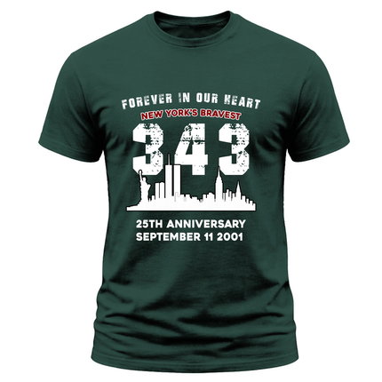 25th Anniversary 343 New Yorks Bravest Memorial T Shirt