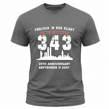 25th Anniversary 343 New Yorks Bravest Memorial T Shirt