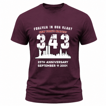 25th Anniversary 343 New Yorks Bravest Memorial T Shirt