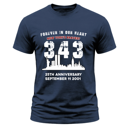 25th Anniversary 343 New Yorks Bravest Memorial T Shirt