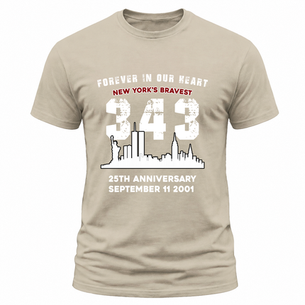 25th Anniversary 343 New Yorks Bravest Memorial T Shirt
