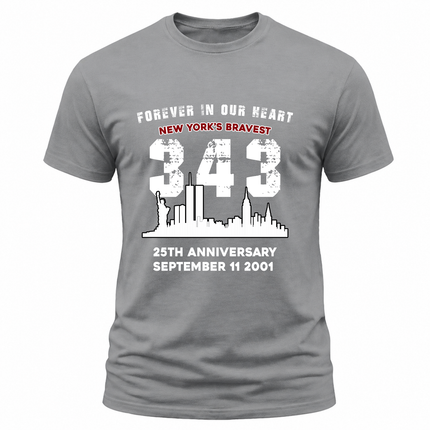 25th Anniversary 343 New Yorks Bravest Memorial T Shirt