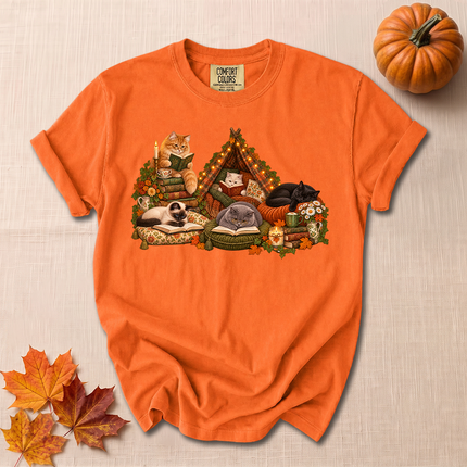Comfort Colors Bookish Cats Cozy Reading Autumn T-Shirt