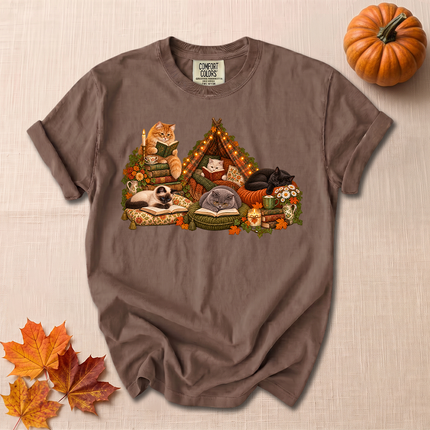 Comfort Colors Bookish Cats Cozy Reading Autumn T-Shirt