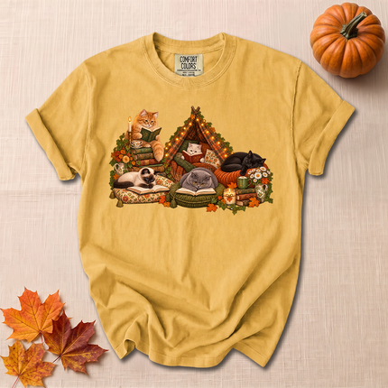 Comfort Colors Bookish Cats Cozy Reading Autumn T-Shirt
