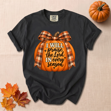 Comfort Colors I Will Praise The Lord In Every Season Christian Fall Pumpkin T-Shirt