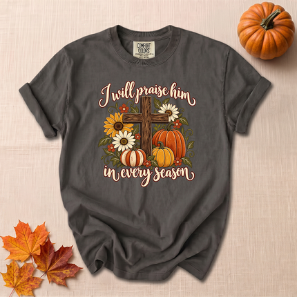 Comfort Colors I Will Praise Him In Every Season Christian Fall T-Shirt