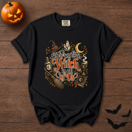 Comfort Colors Theres A Little Witch In All Of Us Crystal Halloween T-Shirt